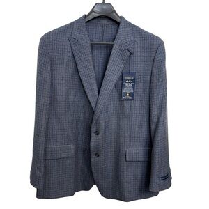 Stafford Men’s Classic Blue Plaid Wool Sportcoat Size 52R